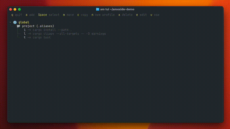 Moving aliases between profiles in the TUI